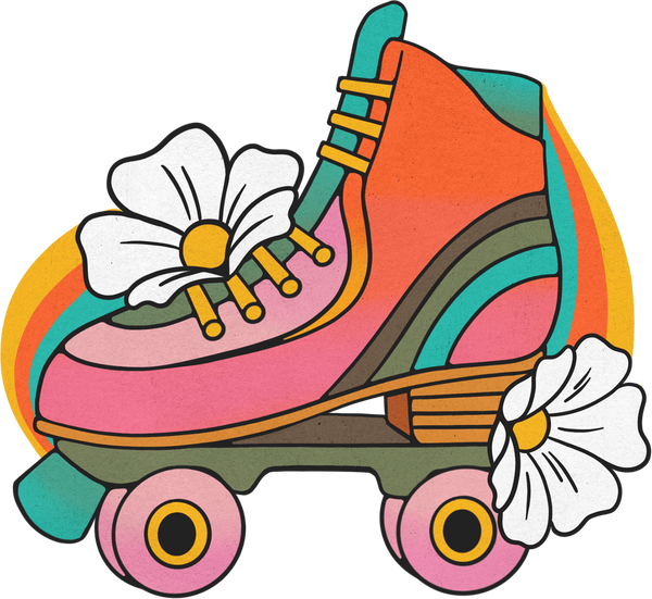 70s Lined Floral Roller Skate