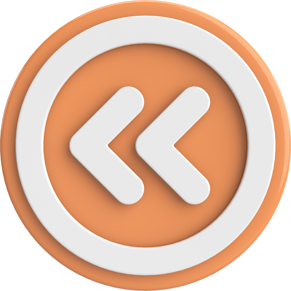 Previous button. Back button. 3D illustration.